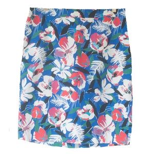 NWT J.Crew Blue Floral Basketweave Pencil Career Skirt